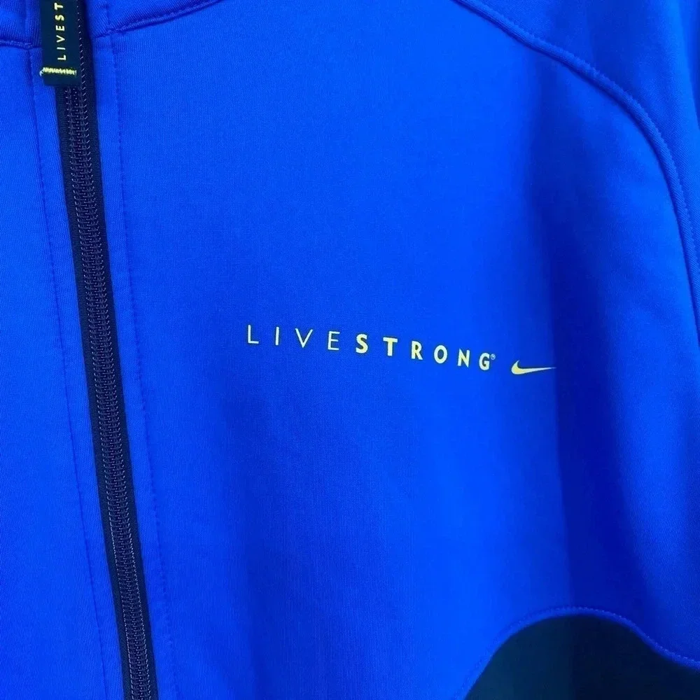 Nike Livestrong Mens DRI Fit Zip Up Jacket Size XLARGE Blue With Black.
